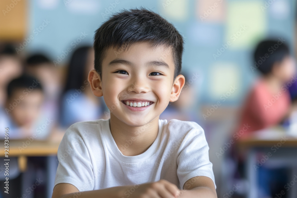 a boy learning in classroom on background a boy learning in classroom on background