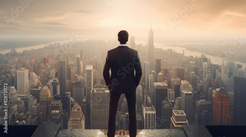 businessman with cityscape view background