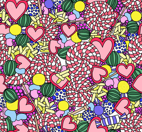 Obraz na plátne The drawing is a background of different caramels painted in bright colors