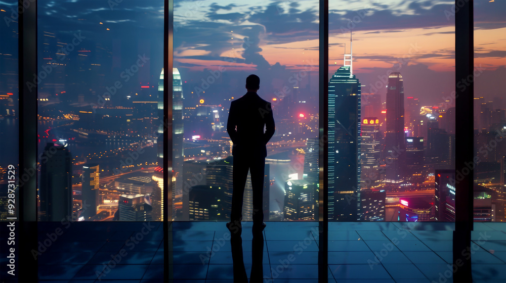 businessman with cityscape view background businessman with cityscape view background
