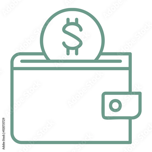 Wallet with a Dollar Coin Outline Icon