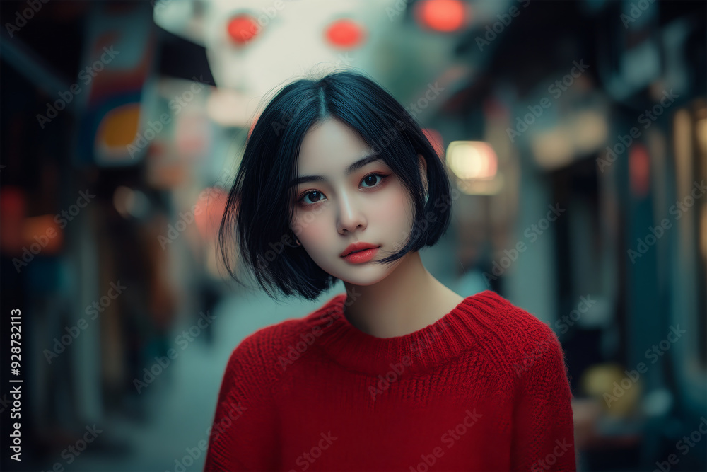 a woman walking in city street at background a woman walking in city street at background