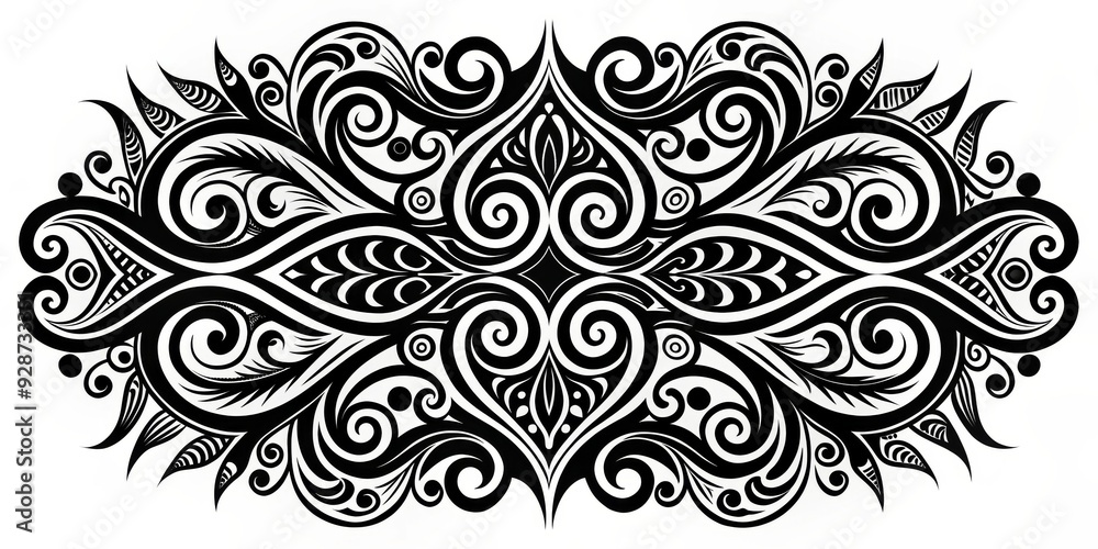Fototapeta premium Black and White Floral Swirl Design, abstract, floral, swirl, pattern