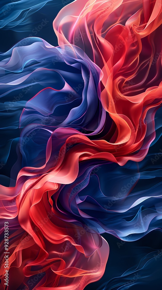 Obraz premium Digital technology red and blue wave abstract poster background