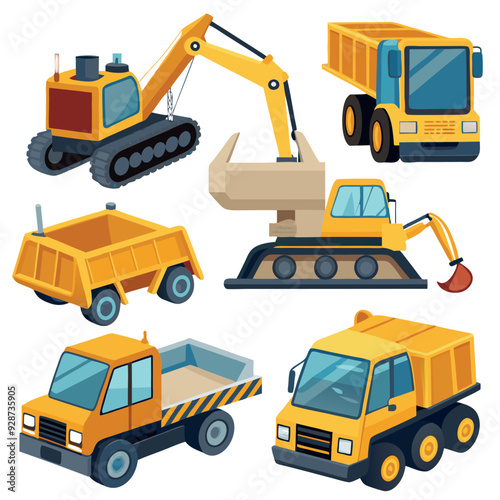 Set of construction vehicles vector