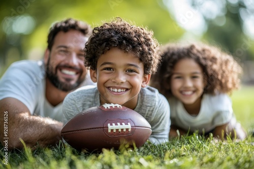 Family In Park With American Football, Generative AI