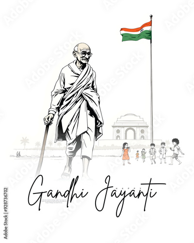 Happy Gandhi jayanti social media post banner template
