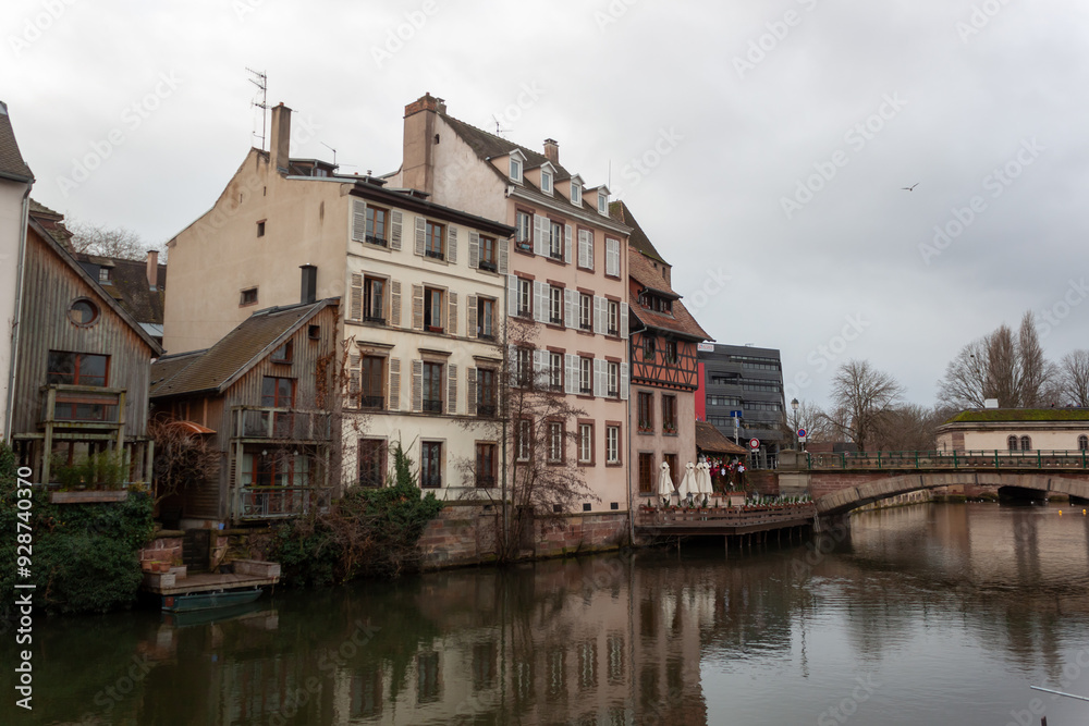 Bridges and old buildings on the embankment of the river Ile Bridges and old buildings on the embankment of the river Ile