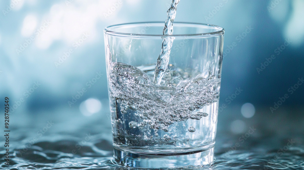 A glass of pure fresh water is poured into a glass, the background bedroom, nature, from which the fresh and pure water. Concept: nature, purification, freshness. A glass of pure fresh water is poured into a glass, the background bedroom, nature, from which the fresh and pure water. Concept: nature, purification, freshness.