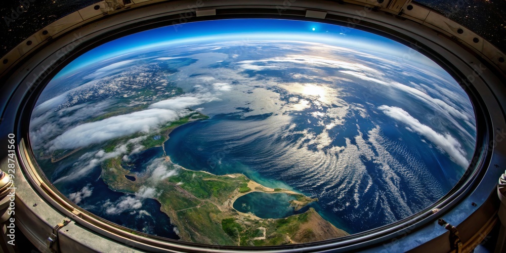Earth's Embrace From Above A Fisheye View of Coastal Landscapes, Space, Earth, Fisheye, View From Above Earth's Embrace From Above A Fisheye View of Coastal Landscapes, Space, Earth, Fisheye, View From Above