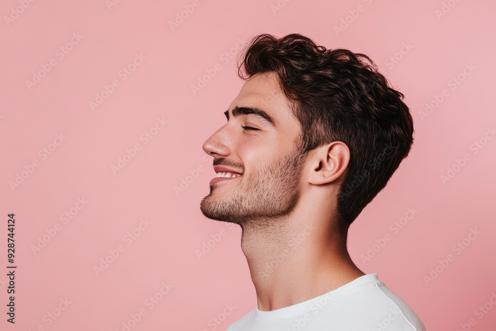A close up of a man's face with his eyes closed A close up of a man's face with his eyes closed