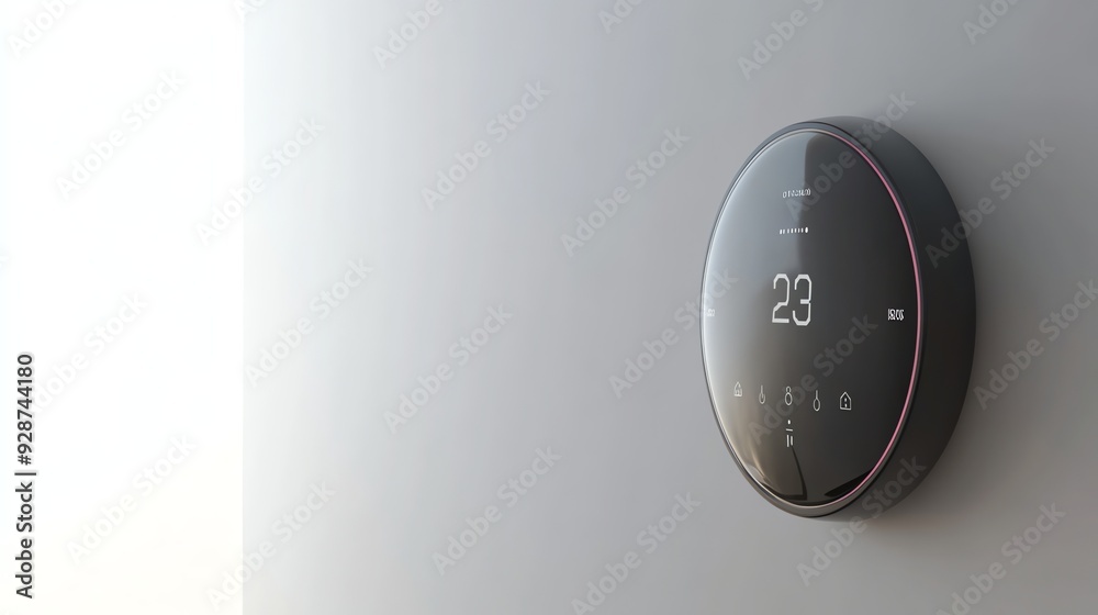 Fototapeta premium A smart thermostat on a wall.