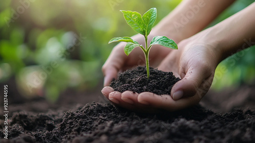 Plant in Female Hands. Care of the Environment. Ecology concept