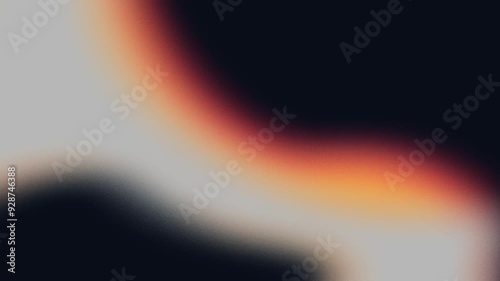 Grainy abstract background Animation, dark noisy poster black backdrop white orange red glowing color wave banner design, copy space