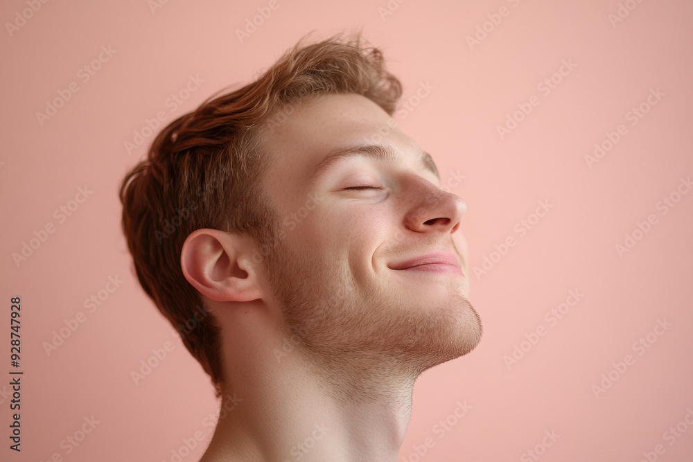 A close up of a man's face with his eyes closed A close up of a man's face with his eyes closed