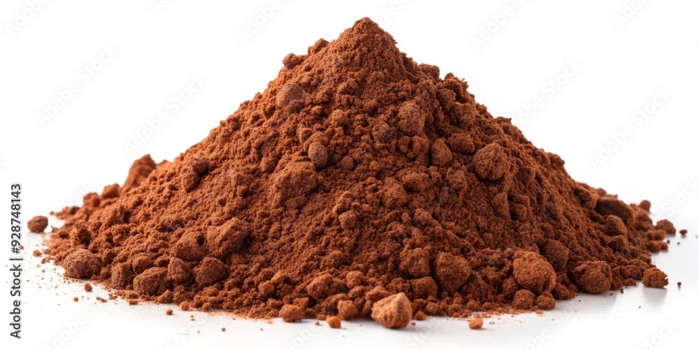Heap of Cocoa Powder on White Background, cocoa powder , chocolate , baking , dessert Heap of Cocoa Powder on White Background, cocoa powder , chocolate , baking , dessert