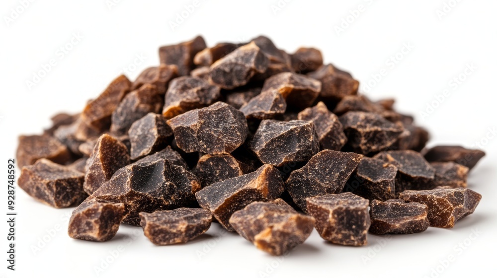 Close-up of a pile of dark, textured resin pieces, perfect for culinary or artistic use, showcasing natural earthy tones.