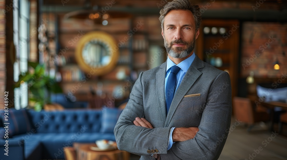 Professional man with a beard in a modern office setting during daylight hours Professional man with a beard in a modern office setting during daylight hours