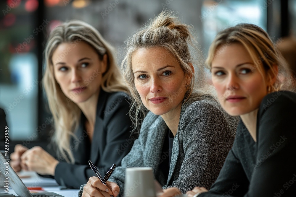 Group of successful business women working together in office. Business people meeting concept, Generative AI Group of successful business women working together in office. Business people meeting concept, Generative AI