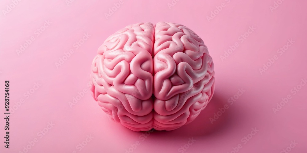 Pink Brain on Pink Background, anatomy, medical, brain, organ, pink Pink Brain on Pink Background, anatomy, medical, brain, organ, pink