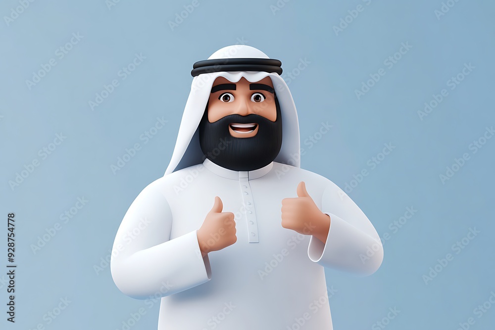 3D Render of Saudi Man Giving a Thumbs Up Gesture 3D Render of Saudi Man Giving a Thumbs Up Gesture