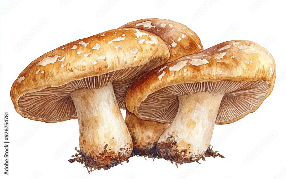Three fresh mushrooms with golden caps, perfect for culinary projects or nature themes, showcasing natural beauty and detail. Three fresh mushrooms with golden caps, perfect for culinary projects or nature themes, showcasing natural beauty and detail.