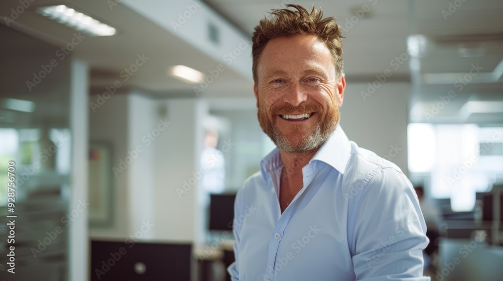 Fototapeta premium Success businessman smiling in office 