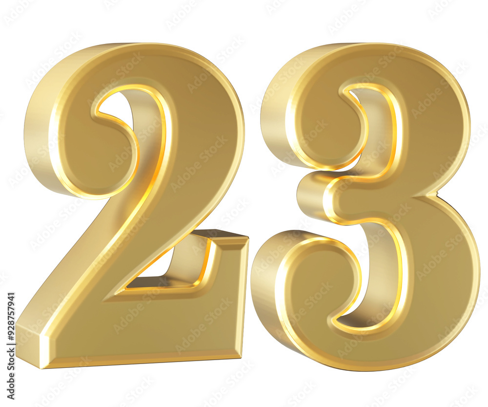 Gold 3D Number 23 Gold 3D Number 23