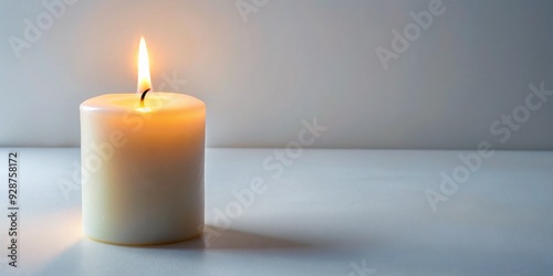 Wallpaper Mural Single White Candle Burning on White Surface, candle , light , wax , flame Torontodigital.ca