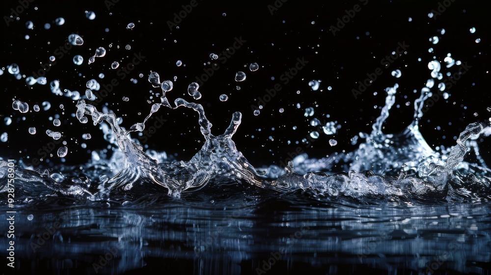 Water splash on dark background. Illustration generated by ai Water splash on dark background. Illustration generated by ai