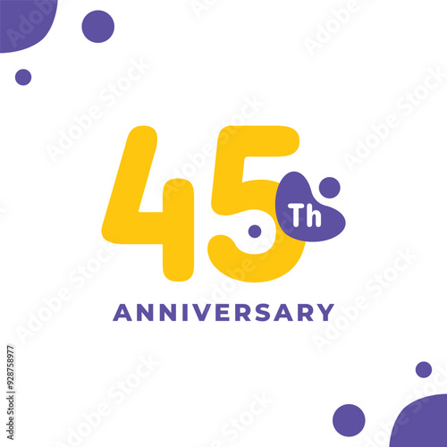 45 Th Fun Number Anniversary Design Illustration Collection