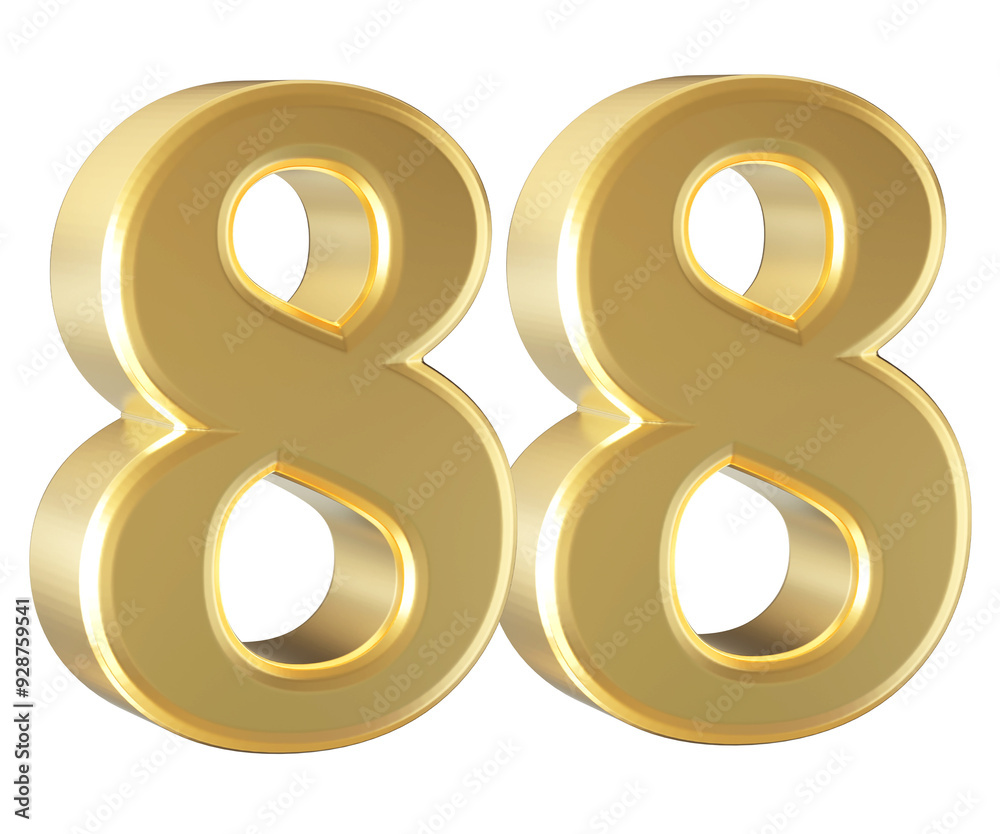Gold 3D Number 88 Gold 3D Number 88