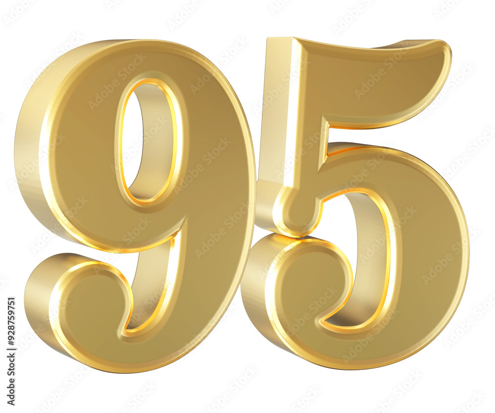 Gold 3D Number 95 Gold 3D Number 95