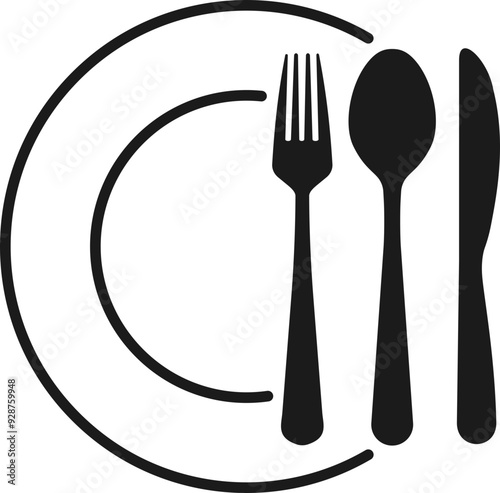 Tableware icon. Spoon, fork and knife.