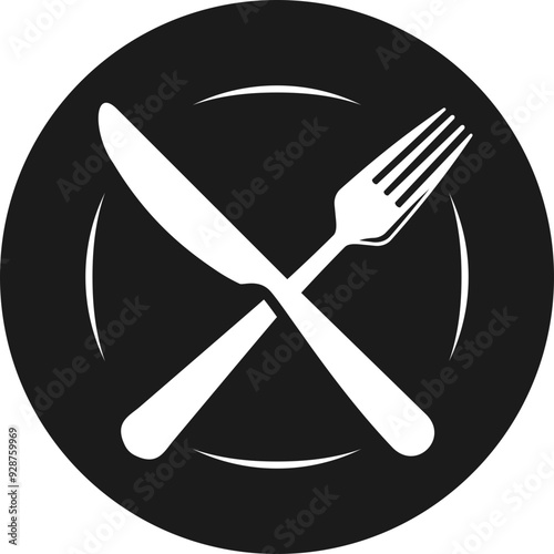 Tableware icon. Silhouette style. Knife and fork.