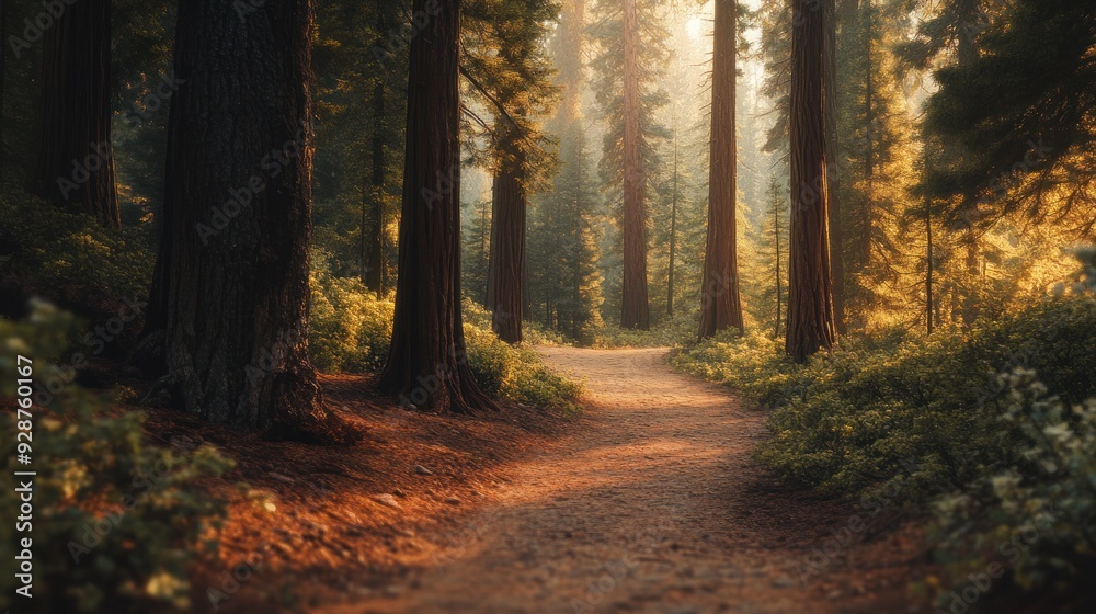 Sunlight Through Redwood Trees Sunlight Through Redwood Trees