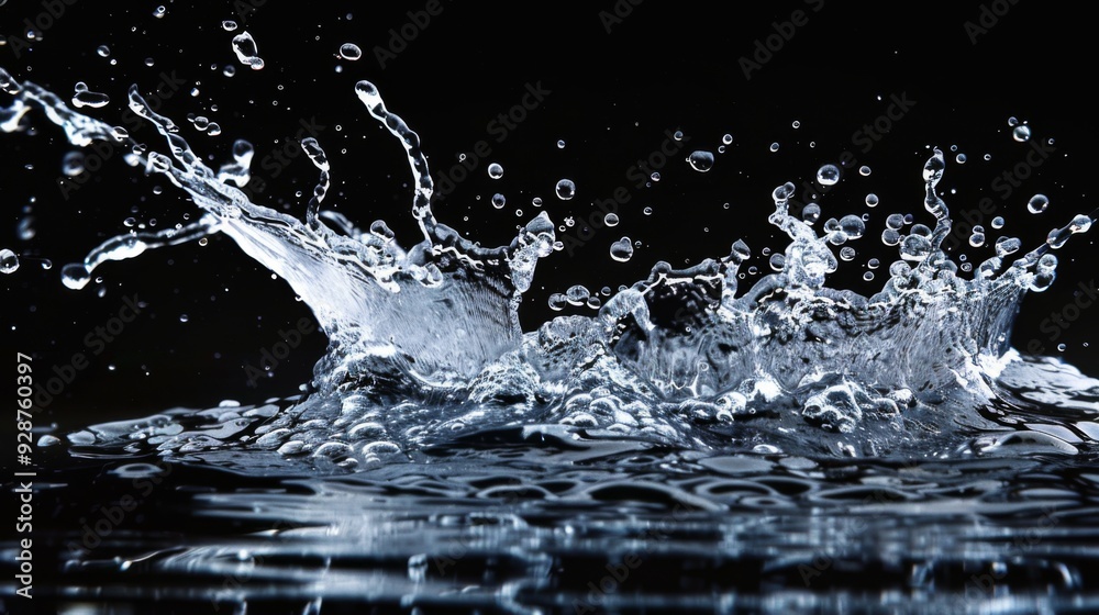 Water splash on dark background. Illustration generated by ai Water splash on dark background. Illustration generated by ai