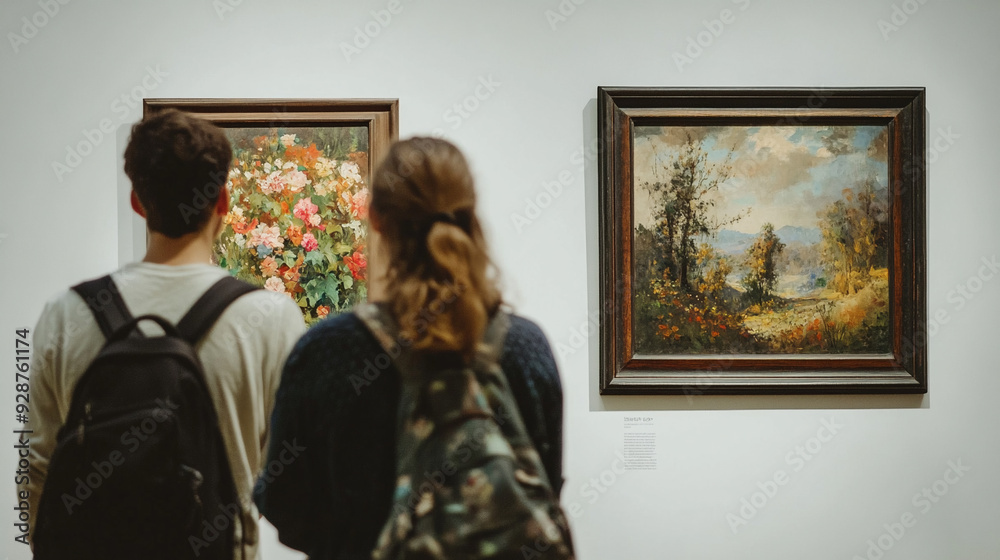 Couple in art gallery. Couple in art gallery.