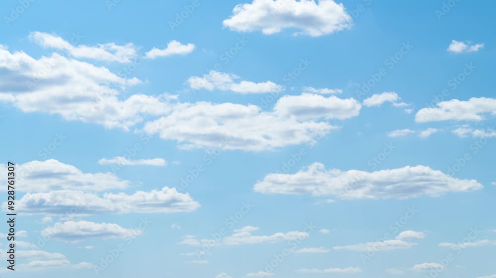 beautiful blue sky with soft white clouds timelapse for abstract background
