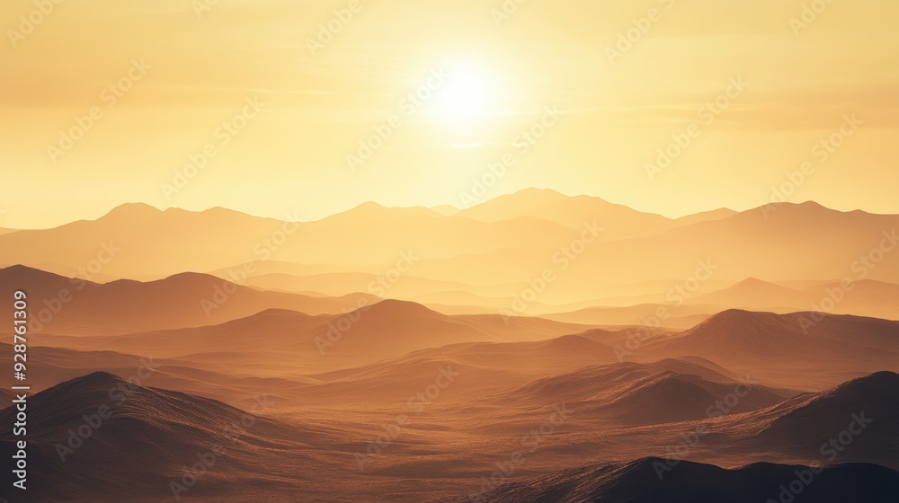 Sun shining on layers of mountains during golden hour Sun shining on layers of mountains during golden hour