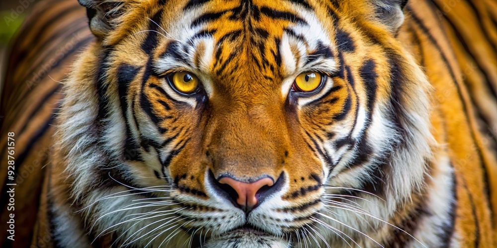 The Tiger's Gaze Close-up of a Majestic Bengal Tiger's Face with Intense Yellow Eyes, Tiger, Bengal Tiger, Wildlife, Predator The Tiger's Gaze Close-up of a Majestic Bengal Tiger's Face with Intense Yellow Eyes, Tiger, Bengal Tiger, Wildlife, Predator