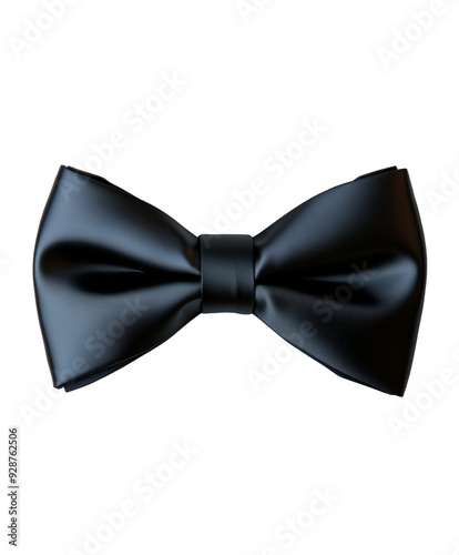 neatly tied black bowtie isolated on transparent background