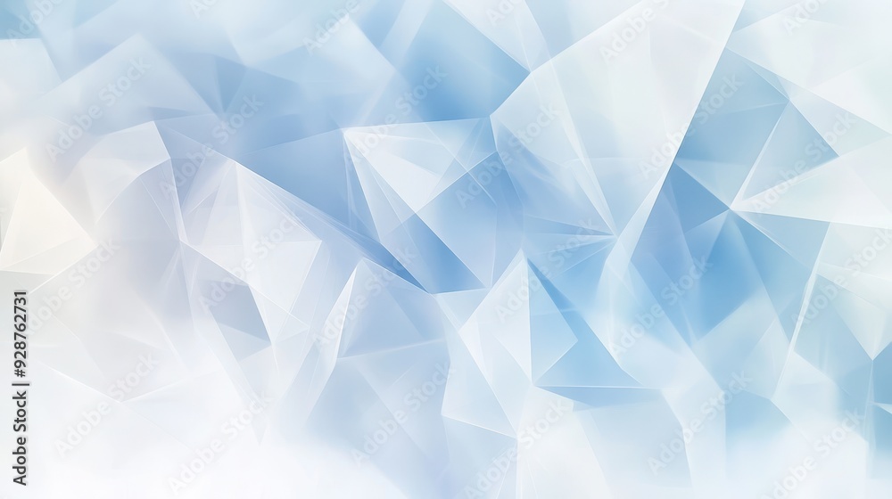 Obraz premium A soft, abstract blue and white geometric background with a crystal-like appearance.