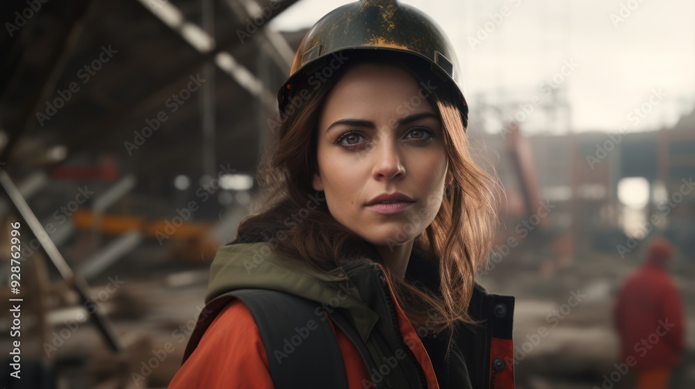 Young female site engineer inspecting construction site Young female site engineer inspecting construction site