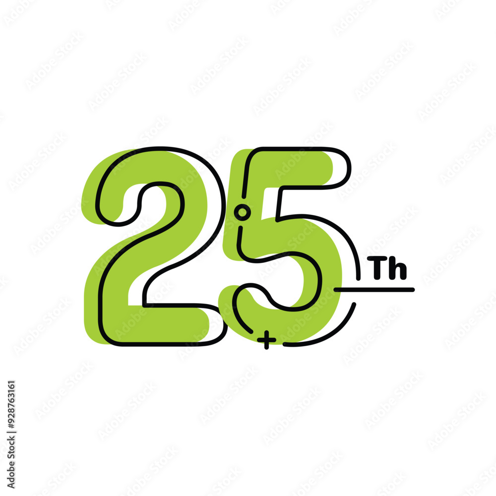 25 Th Anniversary Number Fun Design Vector Template Illustration 25 Th Anniversary Number Fun Design Vector Template Illustration