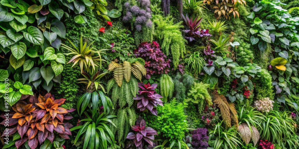 Fototapeta premium Vertical Garden Lush Greenery Wall, Green Wall, Indoor Plants, Living Wall, Plant Art