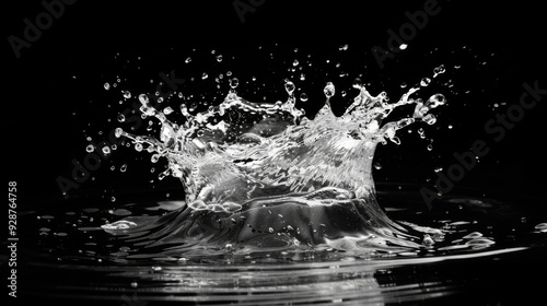 Water splash on dark background. Illustration generated by ai