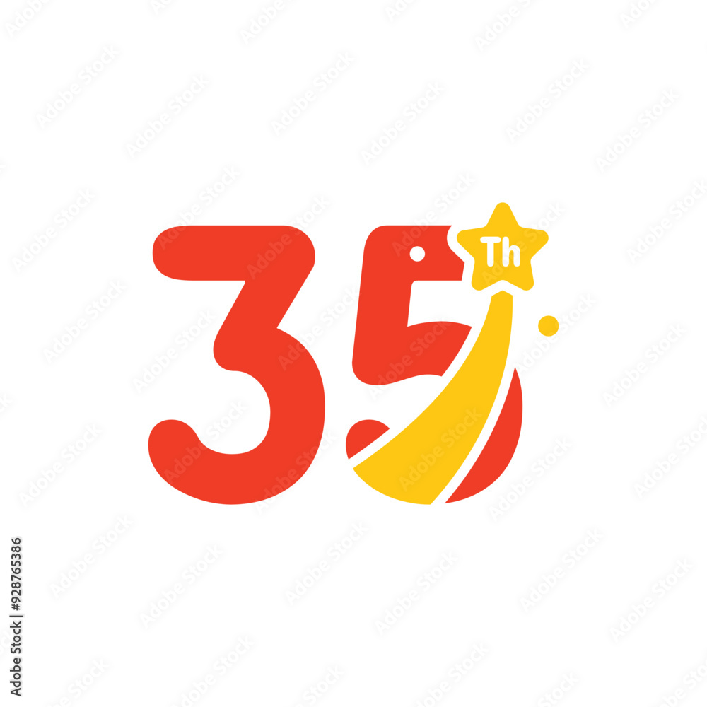 35 Years Anniversary Number Fun Design Vector Template Illustration 35 Years Anniversary Number Fun Design Vector Template Illustration