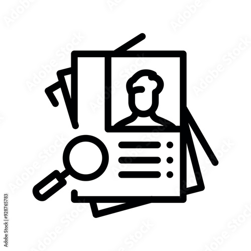 CV application black line icon.
