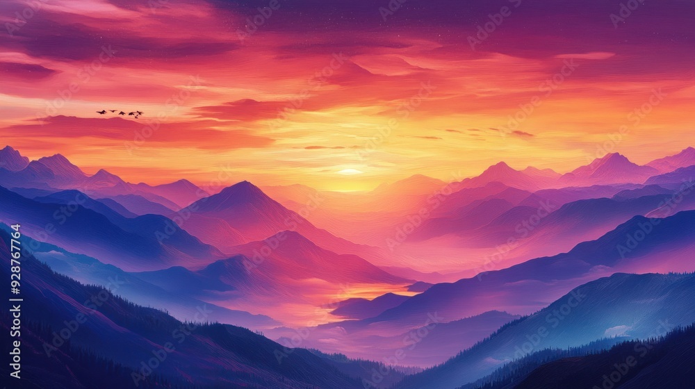 Fototapeta premium Majestic Mountain Sunrise